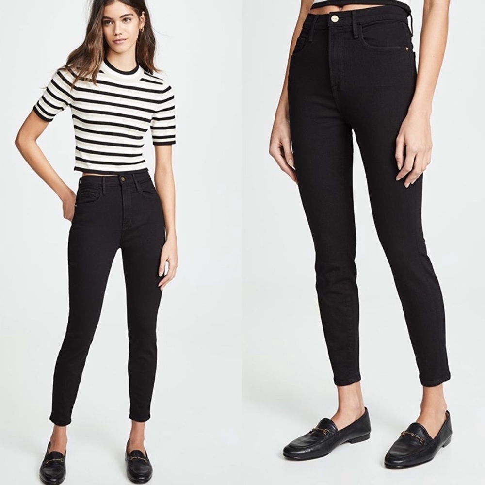 NWT Frame Ali High Rise Skinny Noir Black Jeans 24